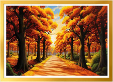 Autumn Forest Cross Stitch Kit - 28X38Cm 11CT Pathway Scene with Pre-Sorted Thr