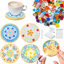 6 Sets Christmas DIY Mosaic Tiles for Crafts Mixed Color Glass Mosaic Kits Ad...