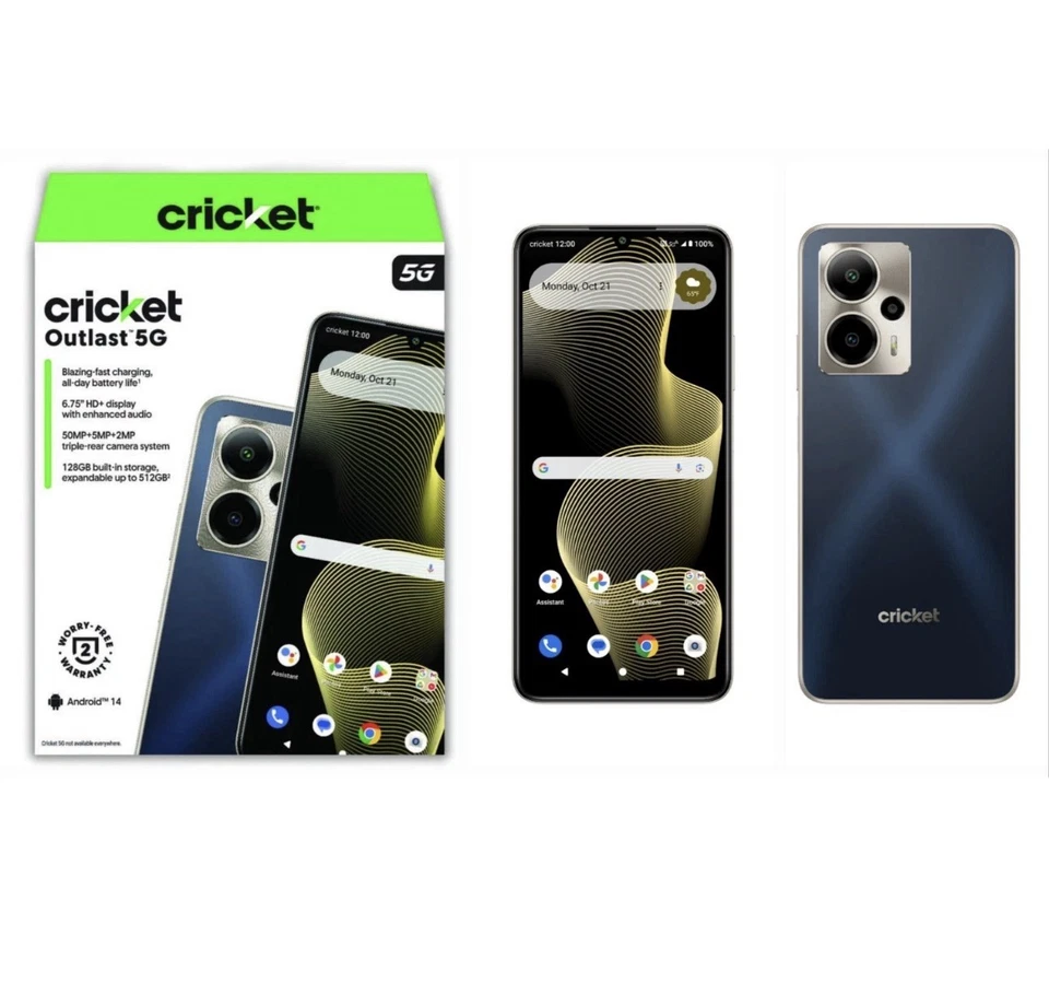 Cricket Wireless Outlast 5G, 128GB/6GB RAM/50MP/8MP, Midnight Majesty Phone 🆕 - Image 3 of 4