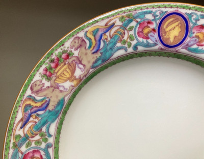 Minton Green Florentine 8.25'' Rimmed Soup Bowl - B869 - Rare Beauty