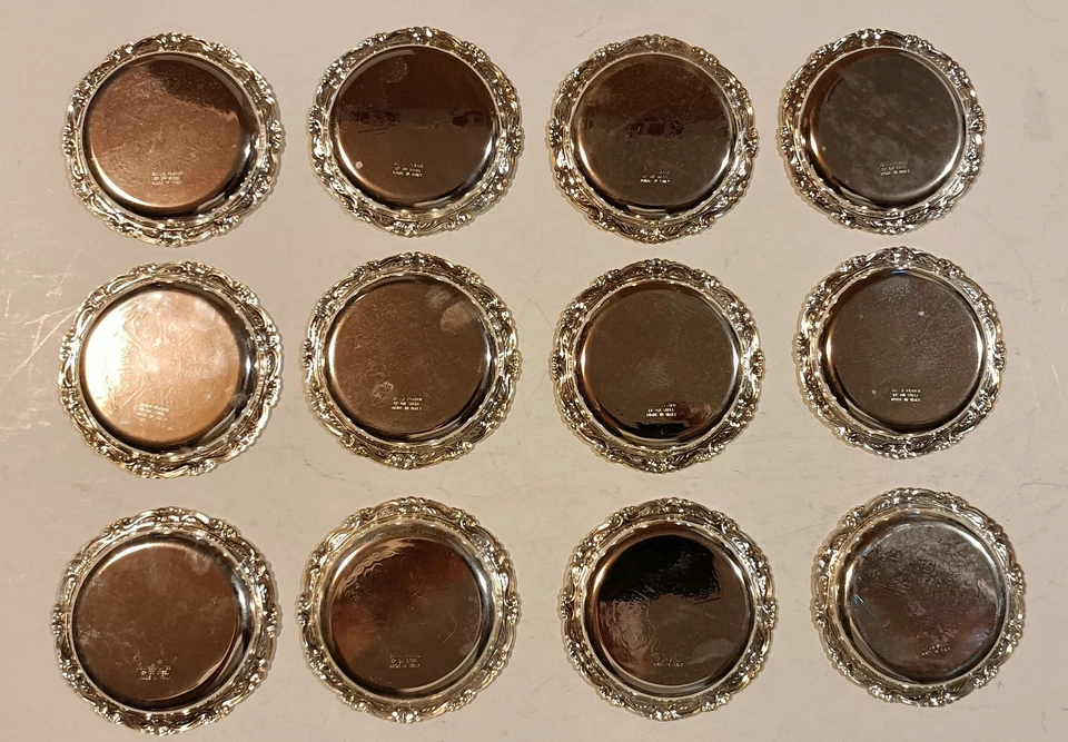 Sottobicchieri Piattini ARGENTO PLACCATO su ACCIAIO EPT-ON STEEL MADE ITALY Pz12 - Immagine 3 di 4