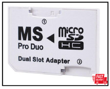 Dual Slot Microsd to MS PRO DUO Adapter for Sony PSP, Converts 2-Microsd or Micr