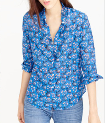 j crew  Perfect Shirt in Vintage Scarf Print size 12 long sleeve floral cotton