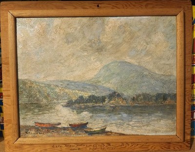1925 Oil Painting On Board Robert Henry Lindsay (1868 1938) Lake Newport Vermont