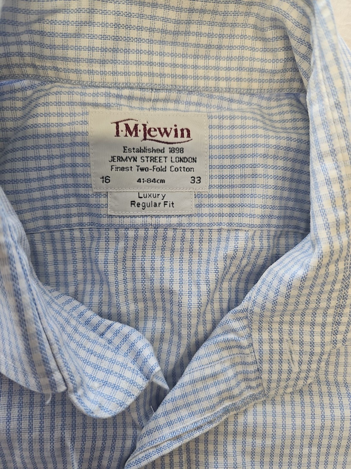 T.M. Lewin Luxury Regular Fit Check Dress Shirt 16 YY1166 image 2