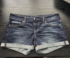 Women  s Aeropostale Blue Denim Midi Shorts Size 4
