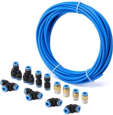 Air Hose Pipe Tube Kit 6Mm OD with 1/4” Push to Connect Air Fittings (13 Pcs)，Pn