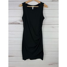 Leith Ruched Bodycon Tank Dress Black Sleeveless Tulip Hem M Little Black Dress