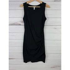 Leith Ruched Bodycon Tank Dress Black Sleeveless Tulip Hem M Little Black Dress