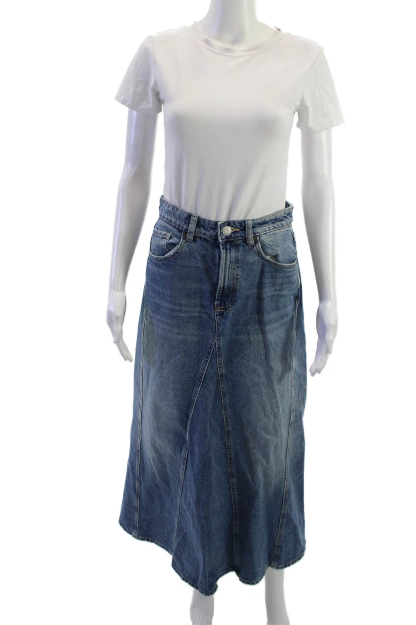 Zara Womens A-Line Maxi Skirt Blue Cotton Blend Size S
Opens in a new window or tab