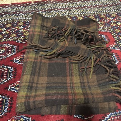 Pendleton USA Wool Blanket Throw Wool Brown Plaid stadium 48  X 63  EUC