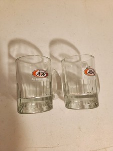 A & W 2 VINTAGE MINI MUGS 3 1/2" X 2"