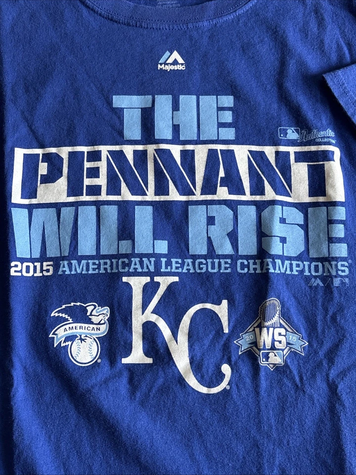 Kansas City Royals Majestic  T-Shirt Size 2XL 2015 The Pennant Will Rise AL - Image 2 of 4