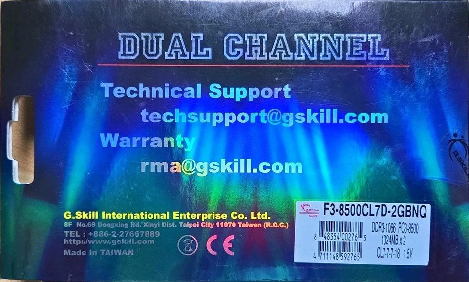 2-G. SKILL 2GB RAM KIT 2 X 1GB DDR-400 PC-3200 DESKTOP MEMORY F1-3200PHU2-2GBNS - Image 3 of 3