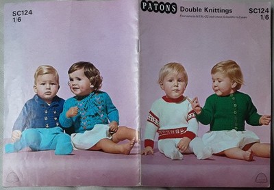 Orig Vintage Patons DK Baby Strickjacken Pullover & Jacke 19,5''-22'' Strickmuster 124