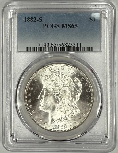 1882 S Morgan Silver Dollar $1 PCGS MS65 ‼️BLAST WHITE FROSTY GEM‼️