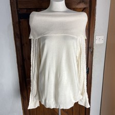 New York Company Cream Cable Knit Long Sleeve Bardot Jumper Size XL