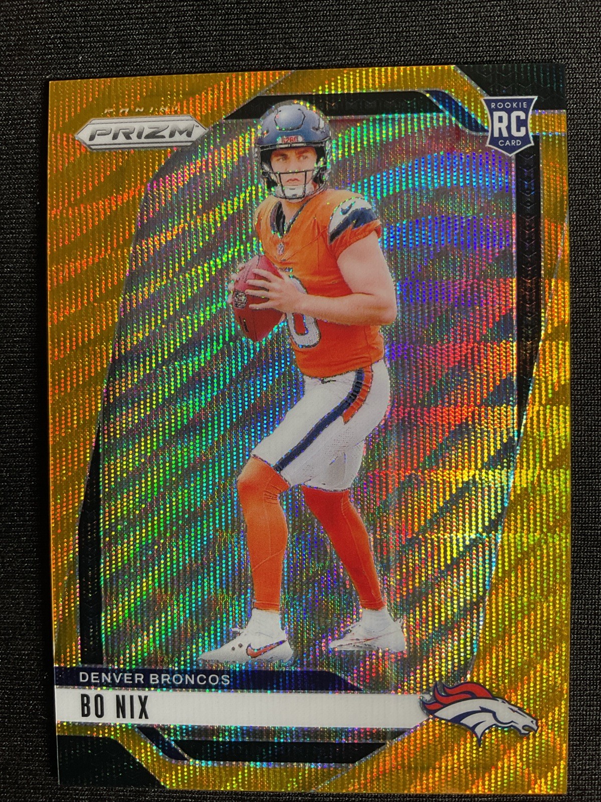 2024 Panini Prizm Rookies Bo Nix #309 Gold Wave Prizm /10 (RC) SSP Broncos