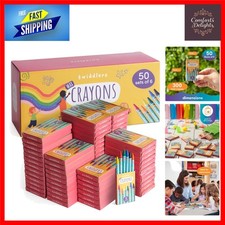 Bulk 300 Kids Wax Crayons, 50 Boxes of 6, Mixed Colors Art Party Favors