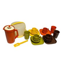 Tupperware Children's Tupper Toys Set 70s Bowls Plates Mugs Pitcher Cake Carrier