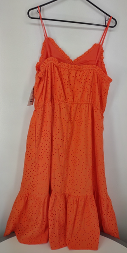 Time and Tru Tiered Midi Dress Size XL (16-18) Orange Spaghetti Straps Lined NWT - Picture 2 of 11