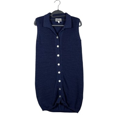 Stockholm Atelier Other Stories Knit Button Dress Womens XS Navy Preppy Normcore