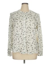 Old Navy Women Ivory Long Sleeve Polo XL