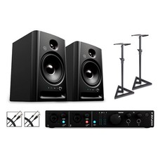 Arturia Minifuse 4 with Harbinger Studio Monitor Pair,Stands  Cables SM508 Blck