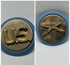 WW2 US Military Army Enlisted Infantry Collar Brass Insignia Pins Disc Rifles