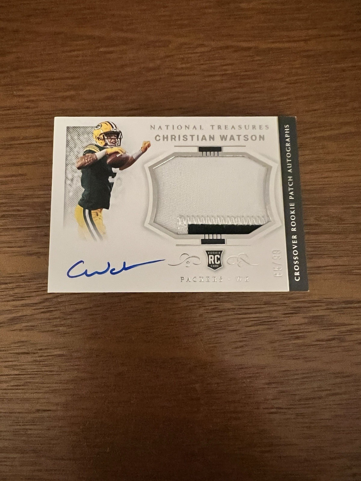 2022 Panini National Treasures Crossover Rookie Patch Auto Christian Watson /99