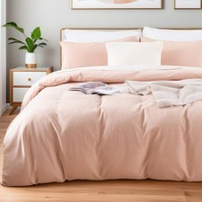 Duvet Cover Set Twin Size Linen Feel Textured Organic Natural 100 Washed Cot...