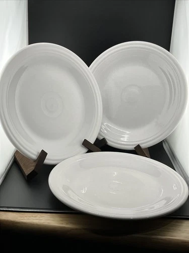 3 FIESTAWARE Fiesta Dinner Plates White  10.5 USA Homer Laughlin China Lead Free