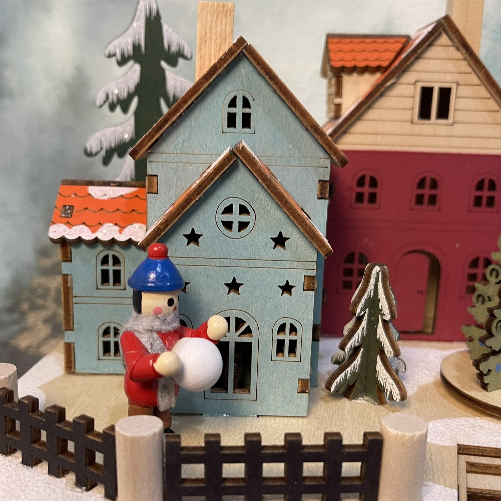 Kurt S. Adler 7" Battery Operated Musical LED Motion Village House SMALL REPAIR