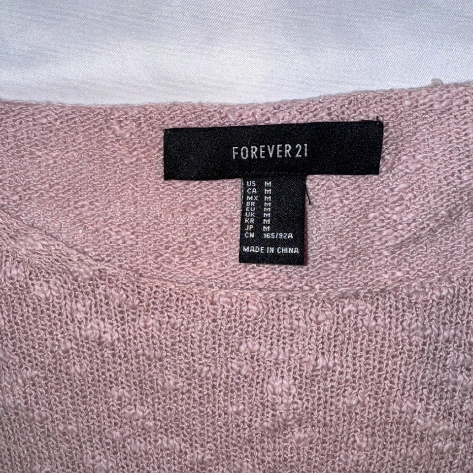 Suéter Tejido Rosa Forever 21 - M Mezcla Algodón Manga Larga Cuello Redondo Acogedor Foto 2 de 4