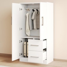 Armadio ad ante girevoli guardaroba per bambini - 70x40x135 cm, 2 cassetti