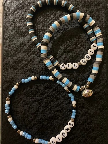 Detroit Lions Mens 3-Piece Bracelet Set - All Grit - Football Charm - Picture 2 of 2