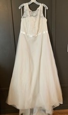 David’s Bridal Illusion Lace Tank Wedding Dress With Tulle Skirt 18w 9wg3711