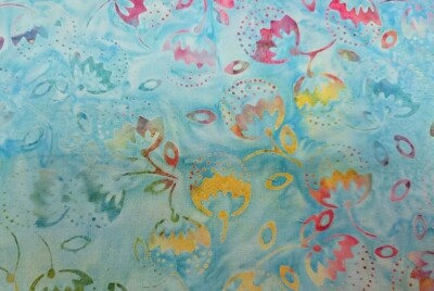 4,4 mts Indonesische Bali Batik 100% Premium Baumwolle 110cm breit Aqua Floral