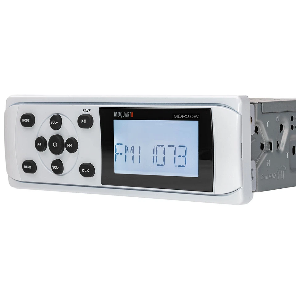 MB QUART MDR2.0W Marine Boat AM/FM Receiver w/Bluetooth/USB/RCA in White - Image 2 of 4