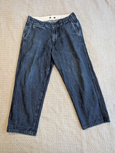 Master & Co Pants Adult Small Fits 31x24 Blue Denim Chambray Relaxed Baggy Japan