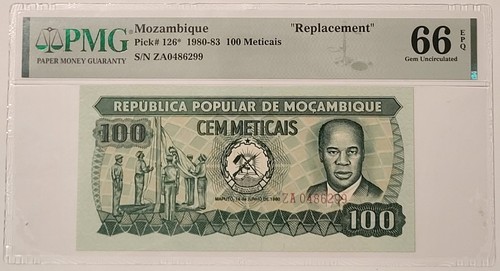 Mozambique 1989-83 100 Meticais Replacement Bank Note Gem Unc 66 EPQ PMG