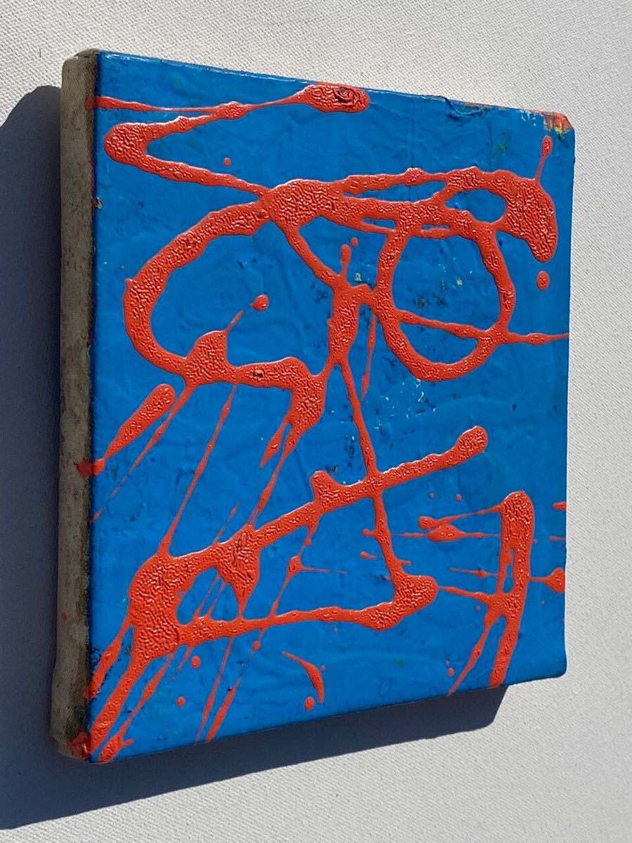 絵画 MY BLOOD PAUL BLOODGOOD Blue & Red Oil on Canvas 1992. Modern Abstract