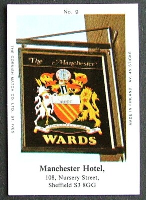 Matchbox Label Wards Manchester Hotel Nursery Street Sheffield No 9 ME154