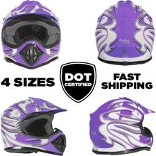 Purple Youth Kids Motocross Helmet Child DOT ATV UTV MX OffRoad Riding Gear 