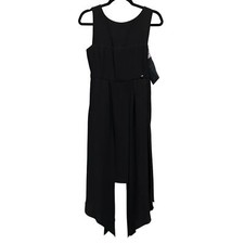 NWT Authentic Chanel Black Double Crepe Sleeveless Midi Dress FR 36 / US 4