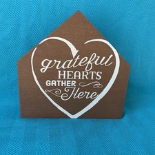 GRATEFUL HEARTS GATHER Saltbox Willow Tree Plaque Wall Art Shelf Sitter ❤️sj10m1