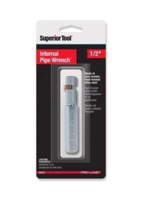 Superior Tool 5212 Alloy Steel Silver Non-Slip Grip Internal Pipe Wrench 1/2 in.