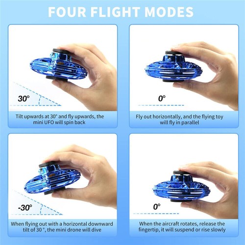 Mini Drone LED UFO Type Flying Helicopter Spinner Fingertip Flight Gyro Toy ण - Picture 10 of 15