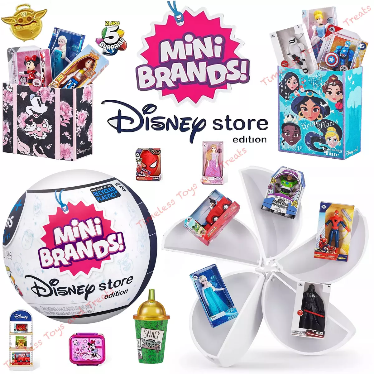 5 Surprise Mini Brands Disney Store dolls and toys miniatures