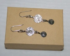 Silpada Sterling Silver Hammered Oxidized Textured Disc Earrings W1754 